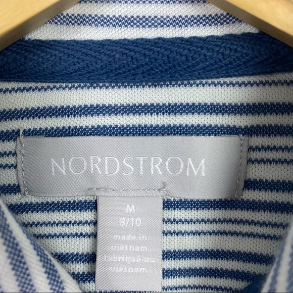 Nordstrom Boys Performance Stripe Pique Polo Shirt Size Medium (8/10) - Picture 4 of 4